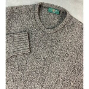 Vintage Alan Paine Sweater Mens Gray 58 US 2XL Cable knit Fisherman Crew Casual